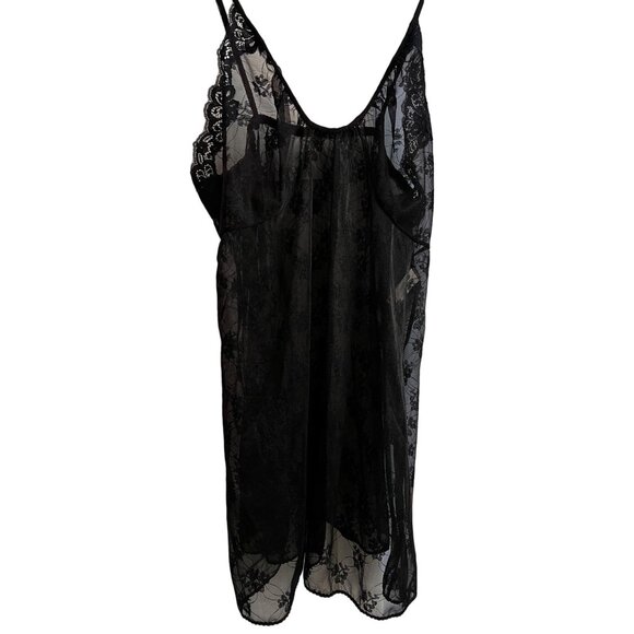 Vintage Black Sheer Lace Nightgown Medium - Picture 6 of 6